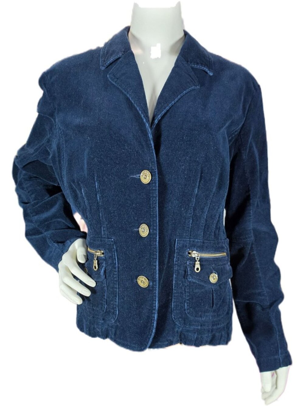 Vtg 90s Gitano Navy Blue Corduroy Utility Blazer XL